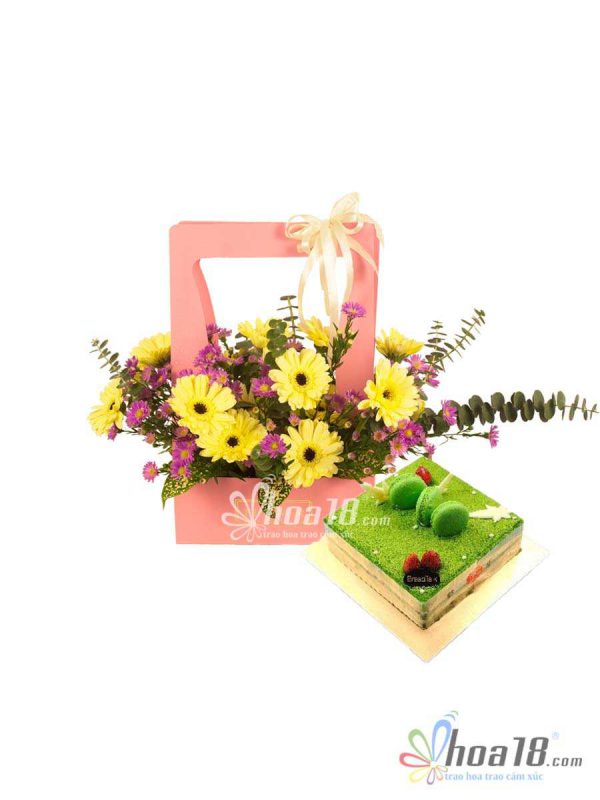 hoa và bánh sinh nhật
