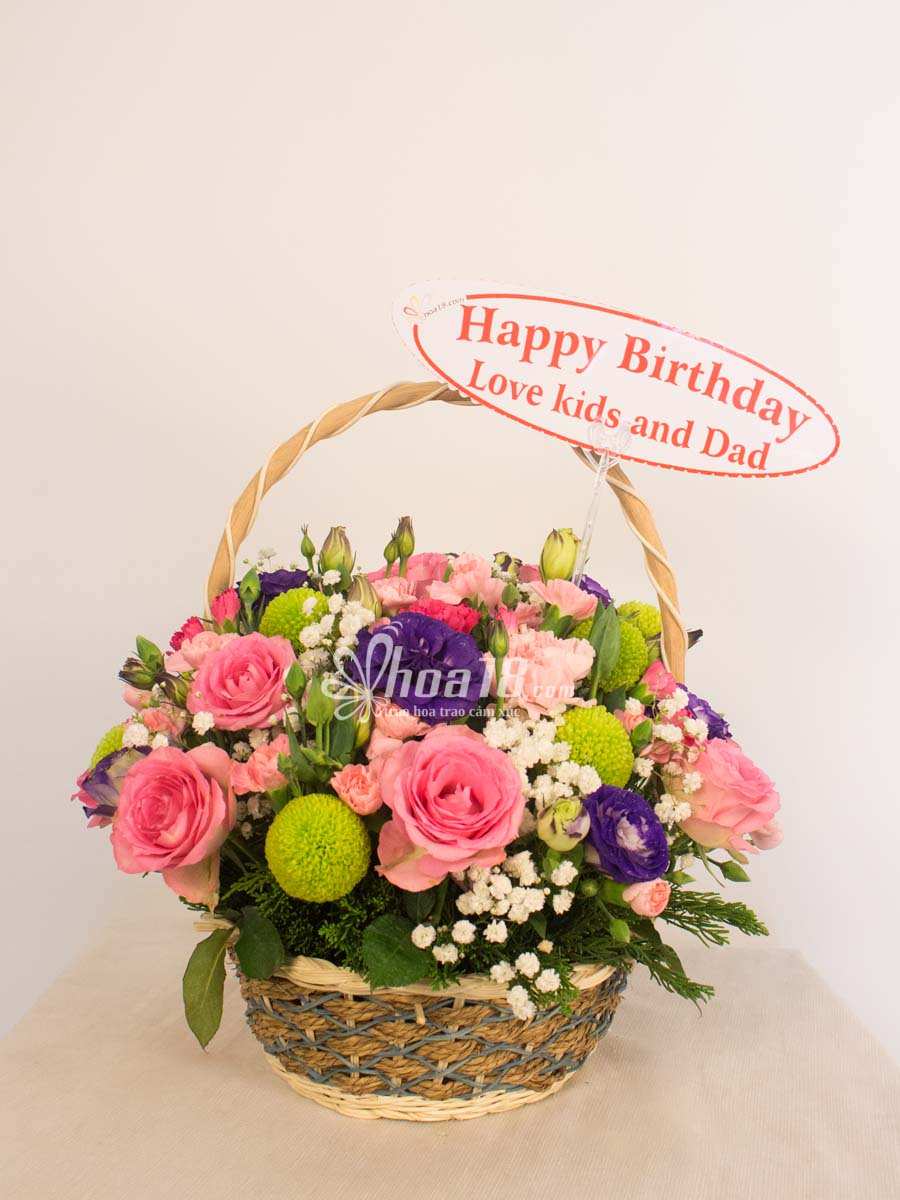 giỏ hoa tươi hoa tặng sinh nhật chồng Yêu Thương Đong Đầy
