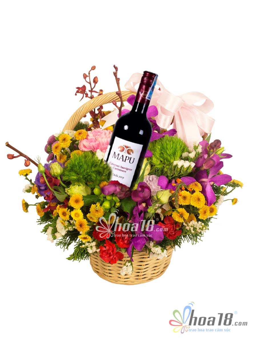 Hoa và rượu sinh nhật