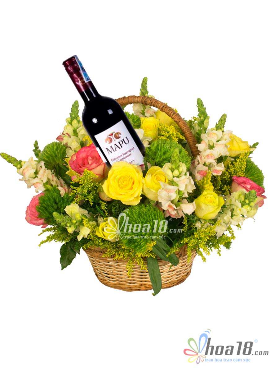 Lãng Hoa Và Rượu Chúc Mừng Sinh Nhật  Alo Flowers