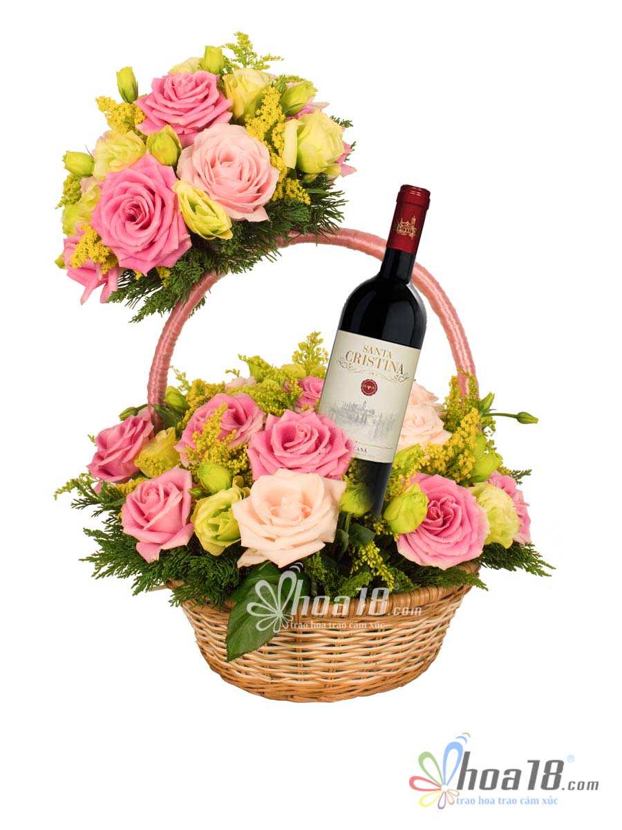 Hoa và rượu sinh nhật Điều Ngọt Ngào | Giá ƯU ĐÃI | hoa18
